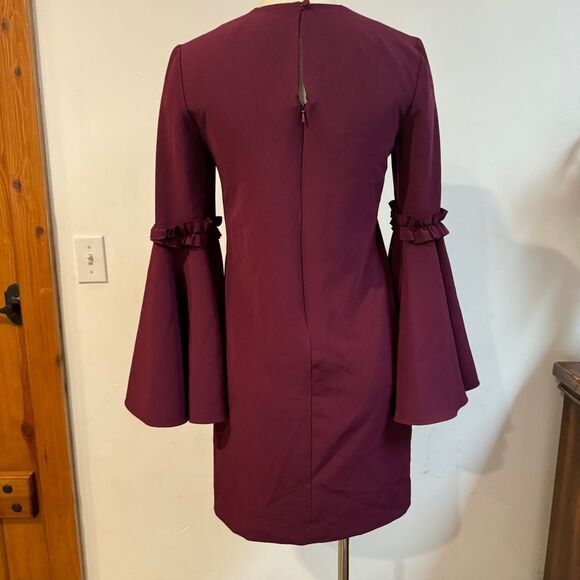 Milly | Women's Cady Bell Sleeve Dress in Wine, Size 0 - Picture 6 of 12